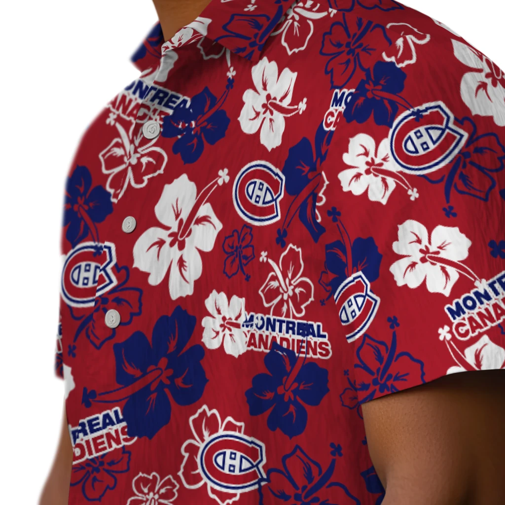 Montreal Canadiens Hawaiian Shirt - Hibiscus Flower Design montreal canadiens hibiscus bloom red hawaiian shirts trendy