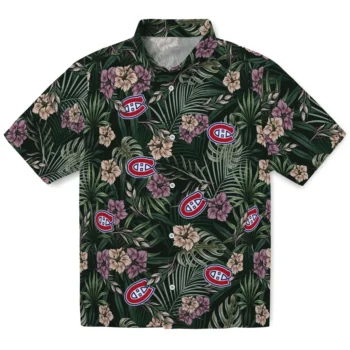 montreal canadiens hibiscus leaves pattern green hawaiian shirts best selling