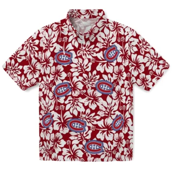 montreal canadiens hibiscus motif red white hawaiian shirts best selling