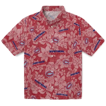 montreal canadiens hibiscus oasis red hawaiian shirts best selling
