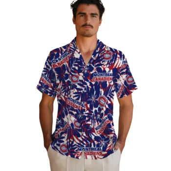 montreal canadiens hibiscus overlay hawaiian shirts fashion forward