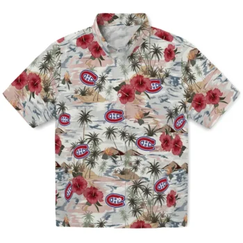 montreal canadiens hibiscus seaside white hawaiian shirts best selling
