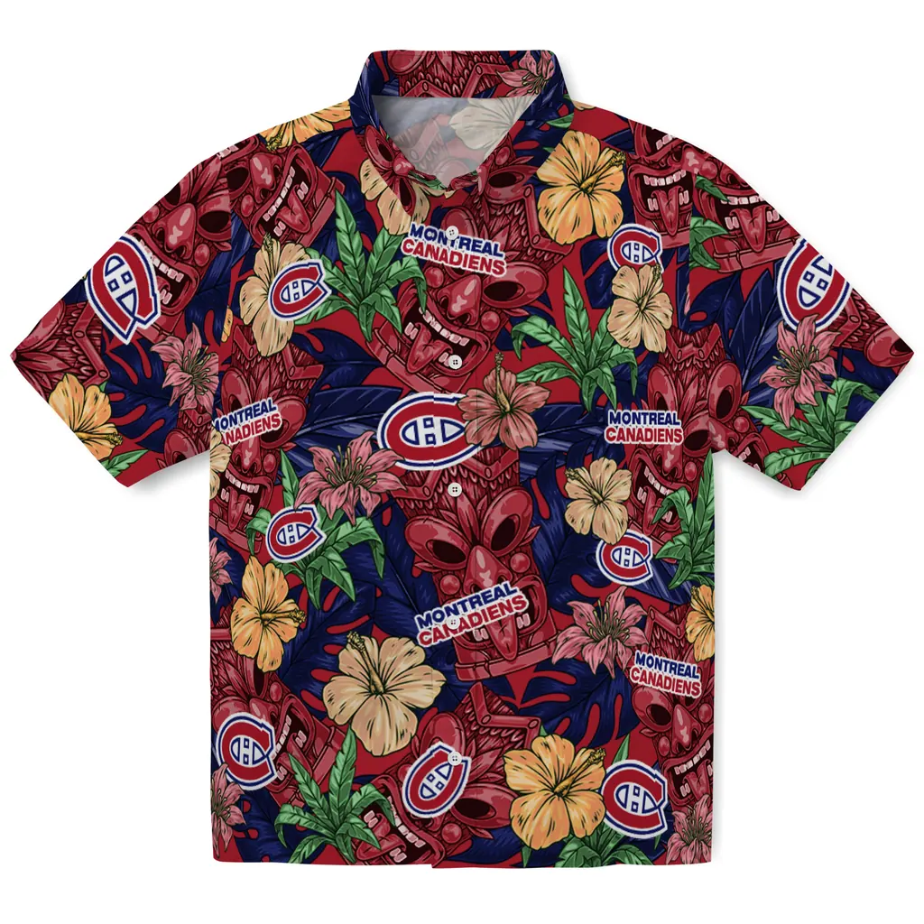 Montreal Canadiens Hawaiian Shirt - Hibiscus Tiki Jungle montreal canadiens tiki jungle red hawaiian shirts best selling