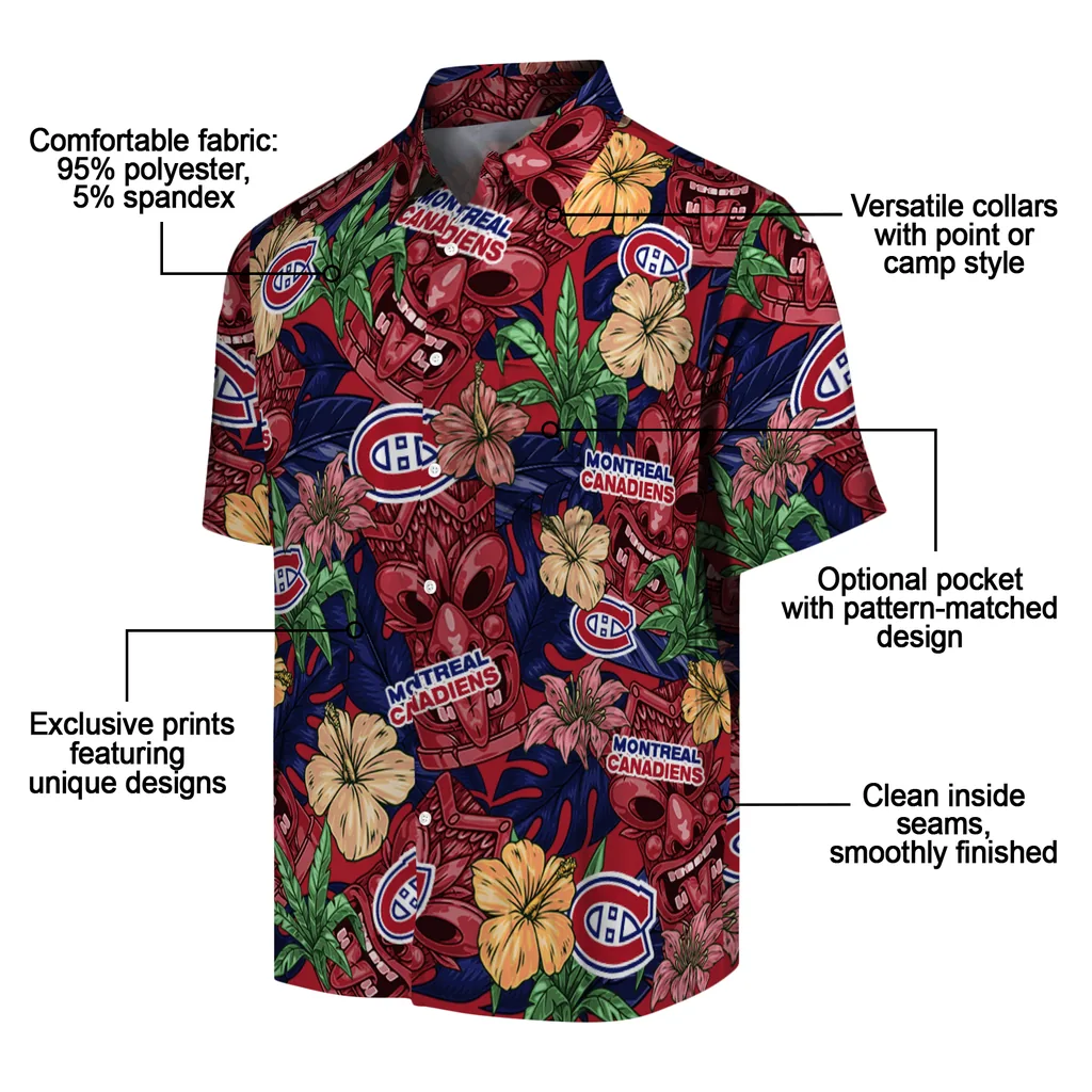 Montreal Canadiens Hawaiian Shirt - Hibiscus Tiki Jungle montreal canadiens tiki jungle red hawaiian shirts new arrival