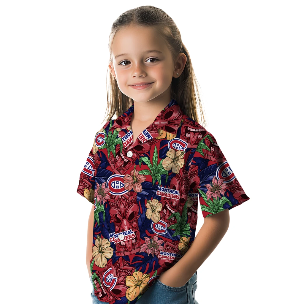 Montreal Canadiens Hawaiian Shirt - Hibiscus Tiki Jungle montreal canadiens tiki jungle red hawaiian shirts premium grade