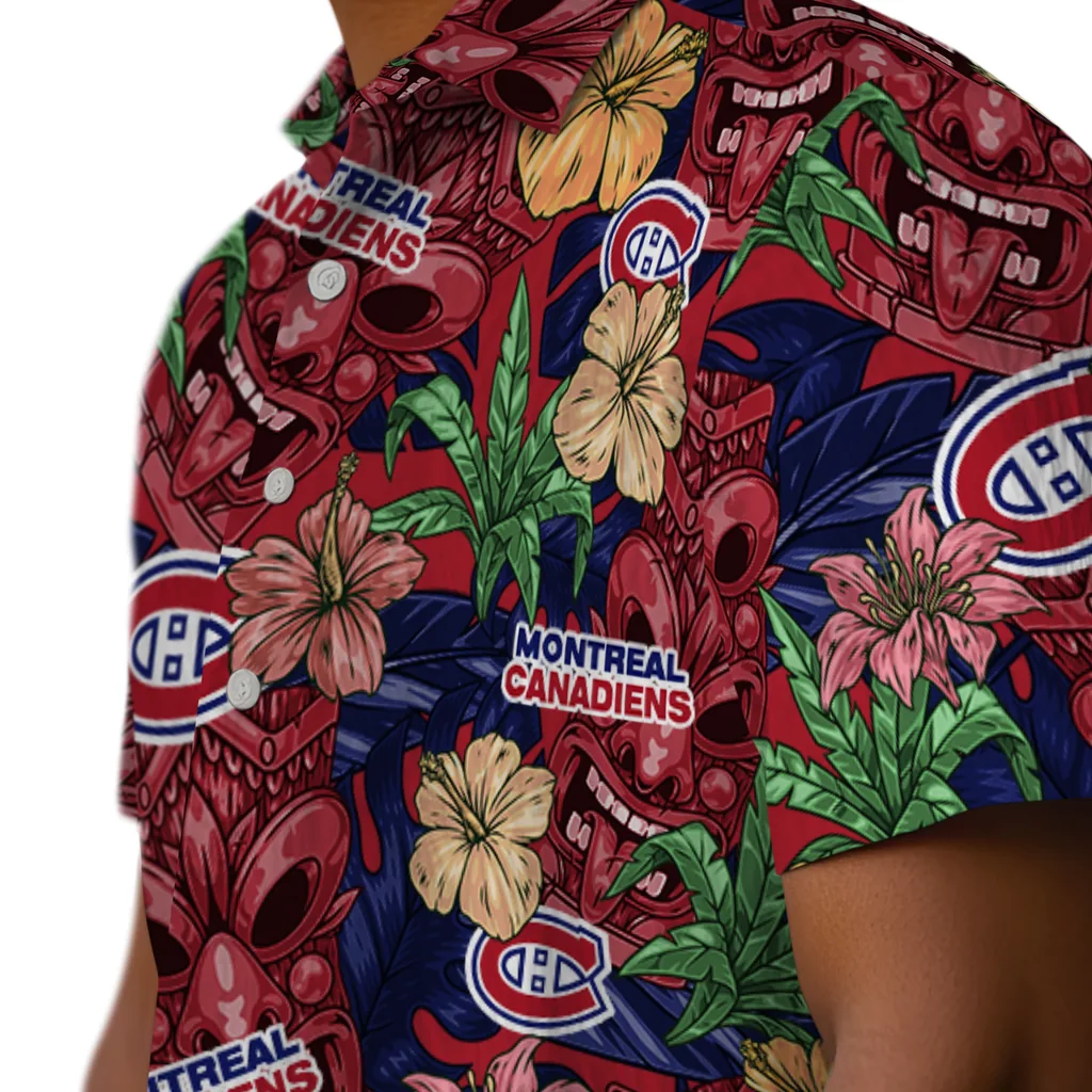 Montreal Canadiens Hawaiian Shirt - Hibiscus Tiki Jungle montreal canadiens tiki jungle red hawaiian shirts trendy