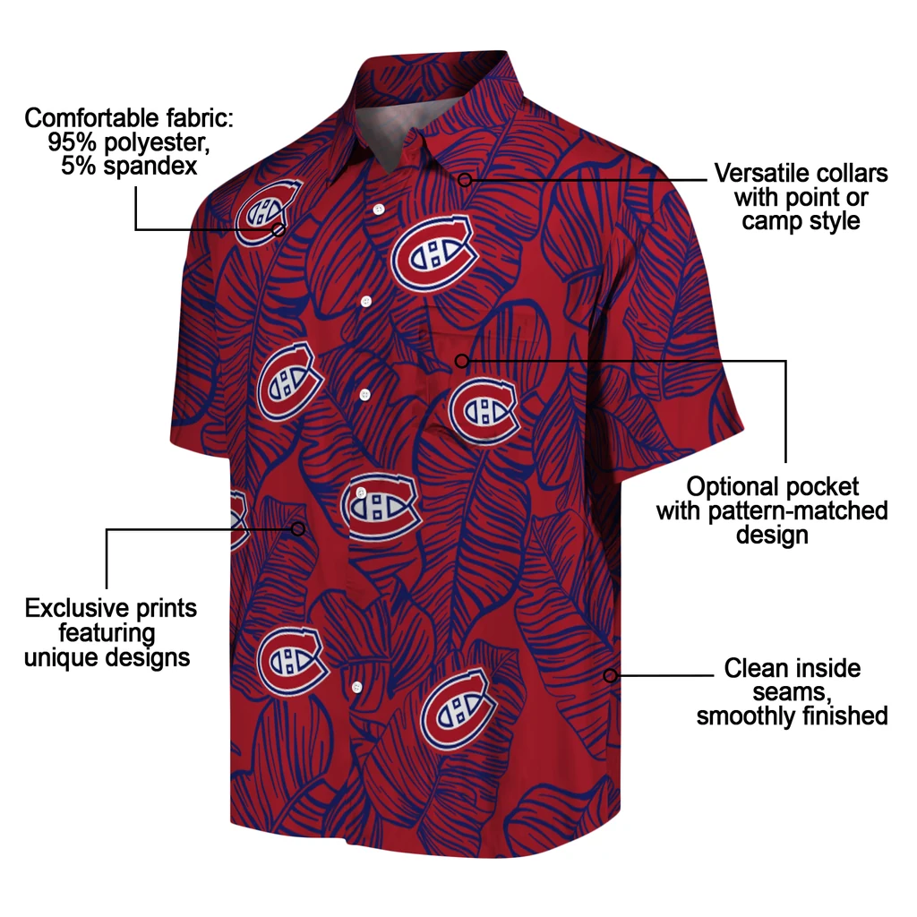 Montreal Canadiens Hawaiian Shirt - Leaf Outline montreal canadiens leaf outline red hawaiian shirts new arrival