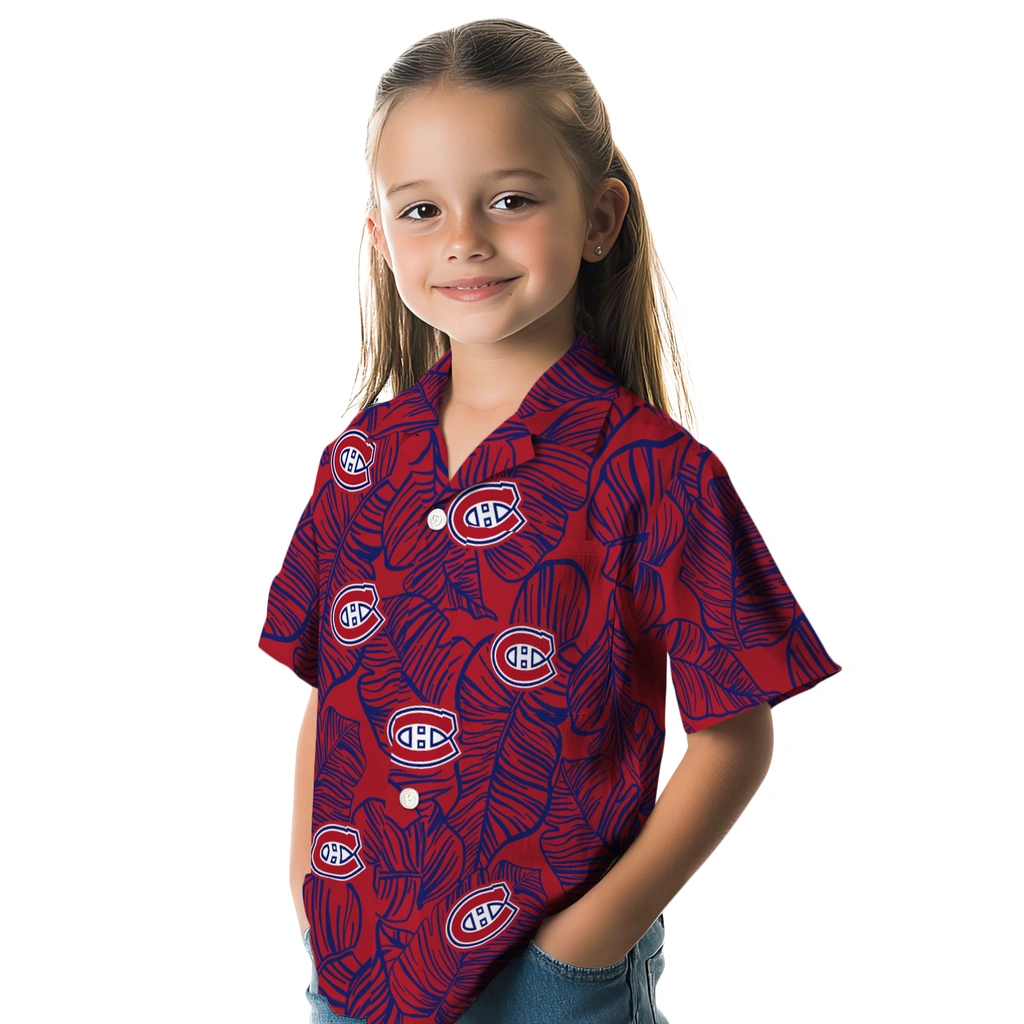 Montreal Canadiens Hawaiian Shirt - Leaf Outline montreal canadiens leaf outline red hawaiian shirts premium grade