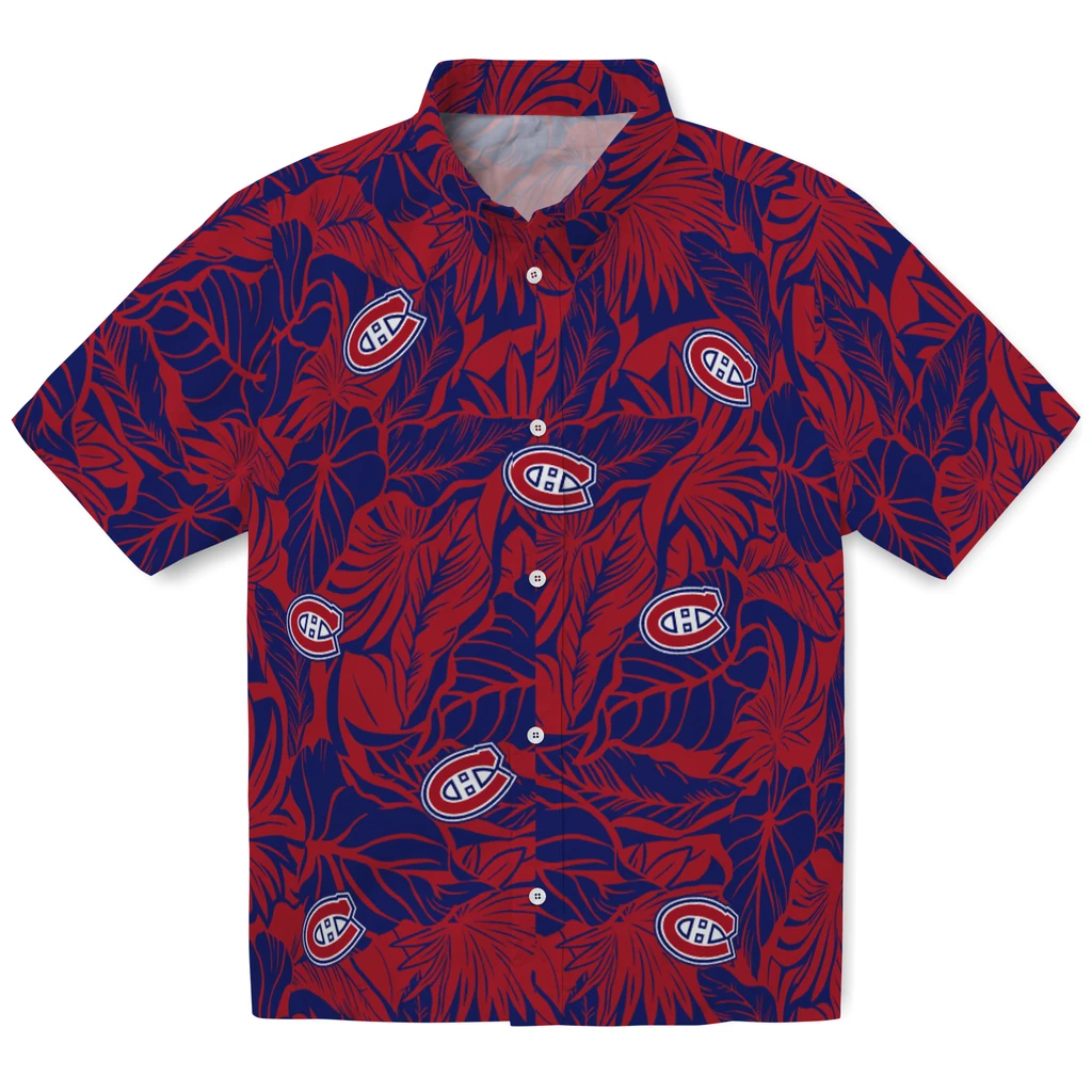 Montreal Canadiens Hawaiian Shirt - Monstera Layer montreal canadiens monstera layer red hawaiian shirts best selling