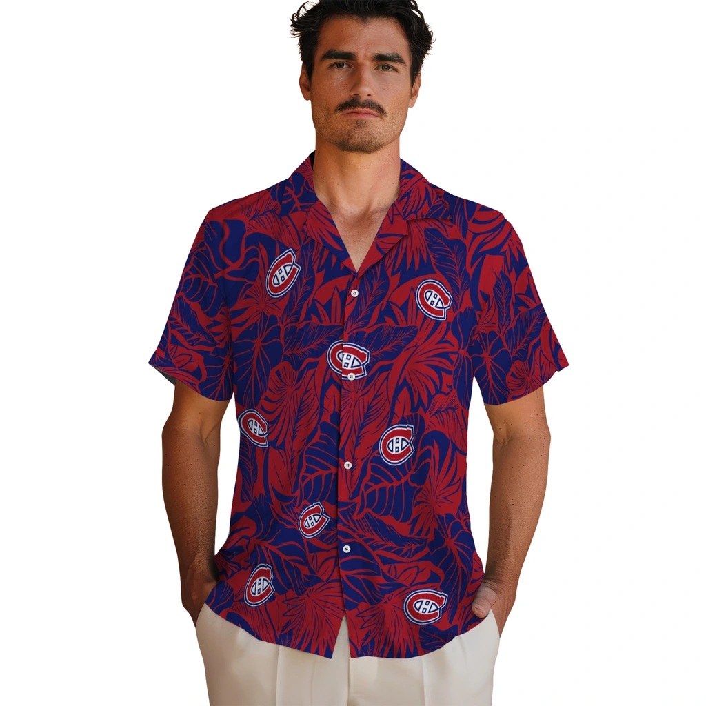 Montreal Canadiens Hawaiian Shirt - Monstera Layer montreal canadiens monstera layer red hawaiian shirts fashion forward