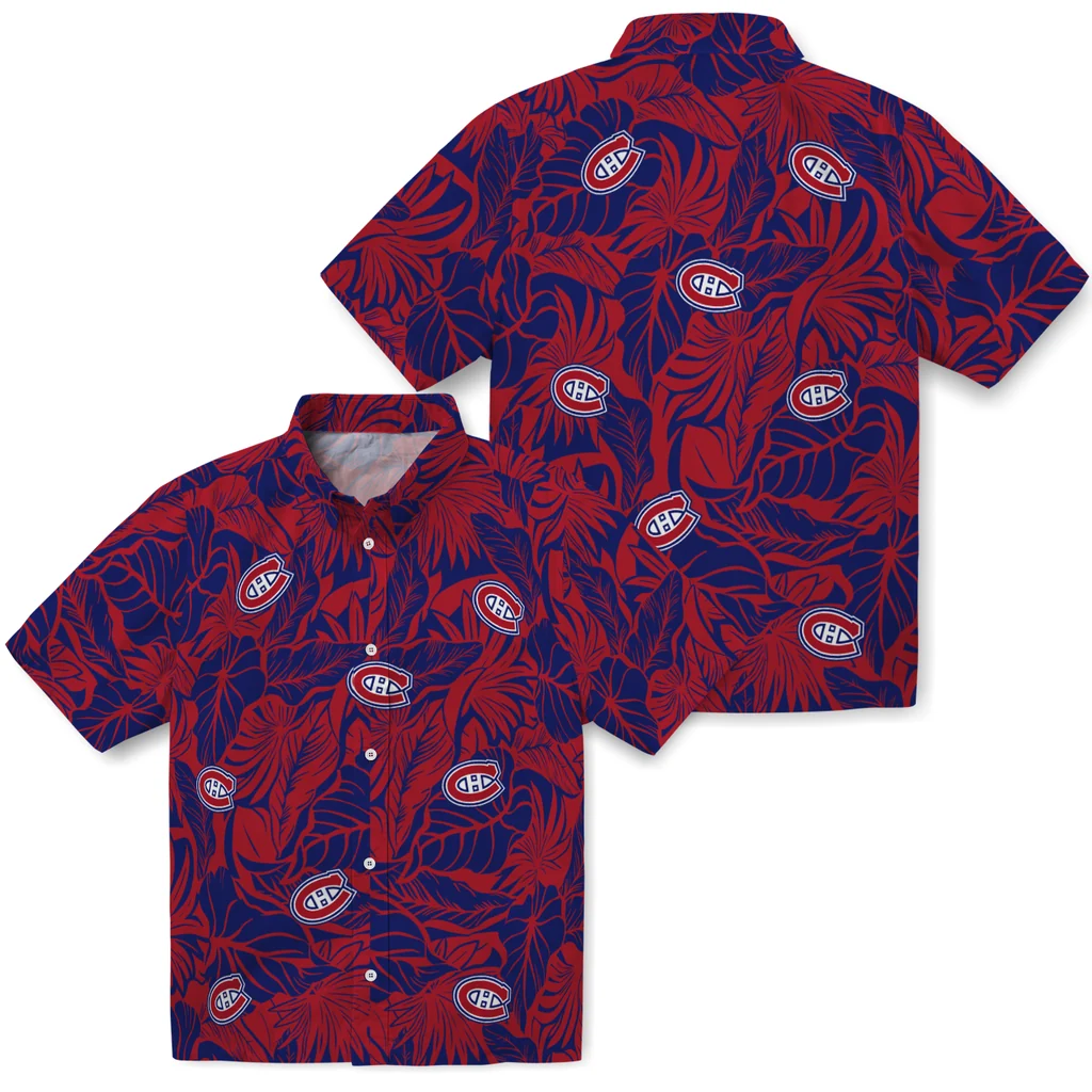 Montreal Canadiens Hawaiian Shirt - Monstera Layer montreal canadiens monstera layer red hawaiian shirts high quality