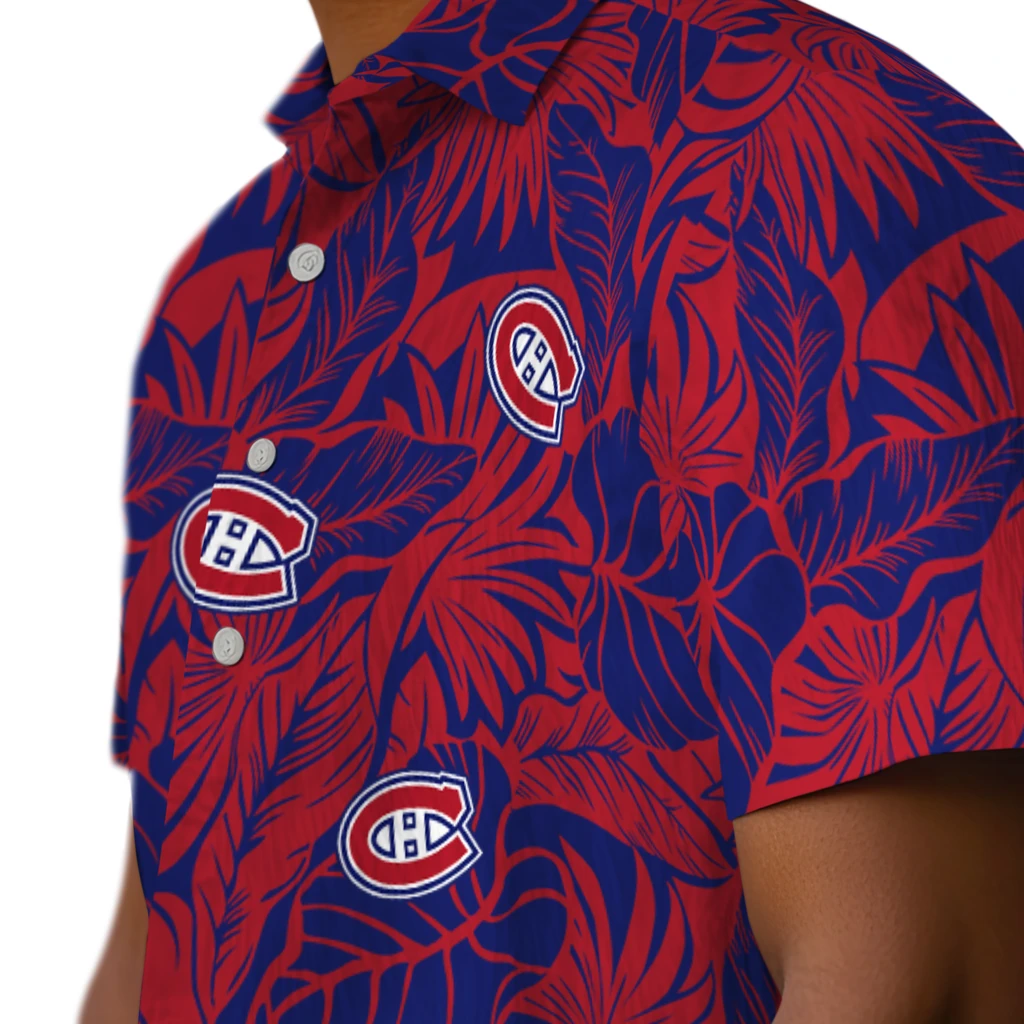 Montreal Canadiens Hawaiian Shirt - Monstera Layer montreal canadiens monstera layer red hawaiian shirts trendy