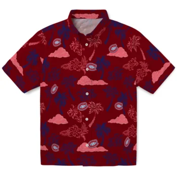 montreal canadiens palm and clouds red hawaiian shirts best selling