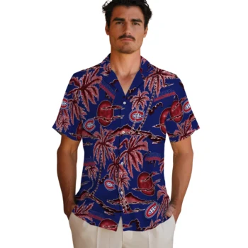 montreal canadiens palm sunset hawaiian shirts fashion forward