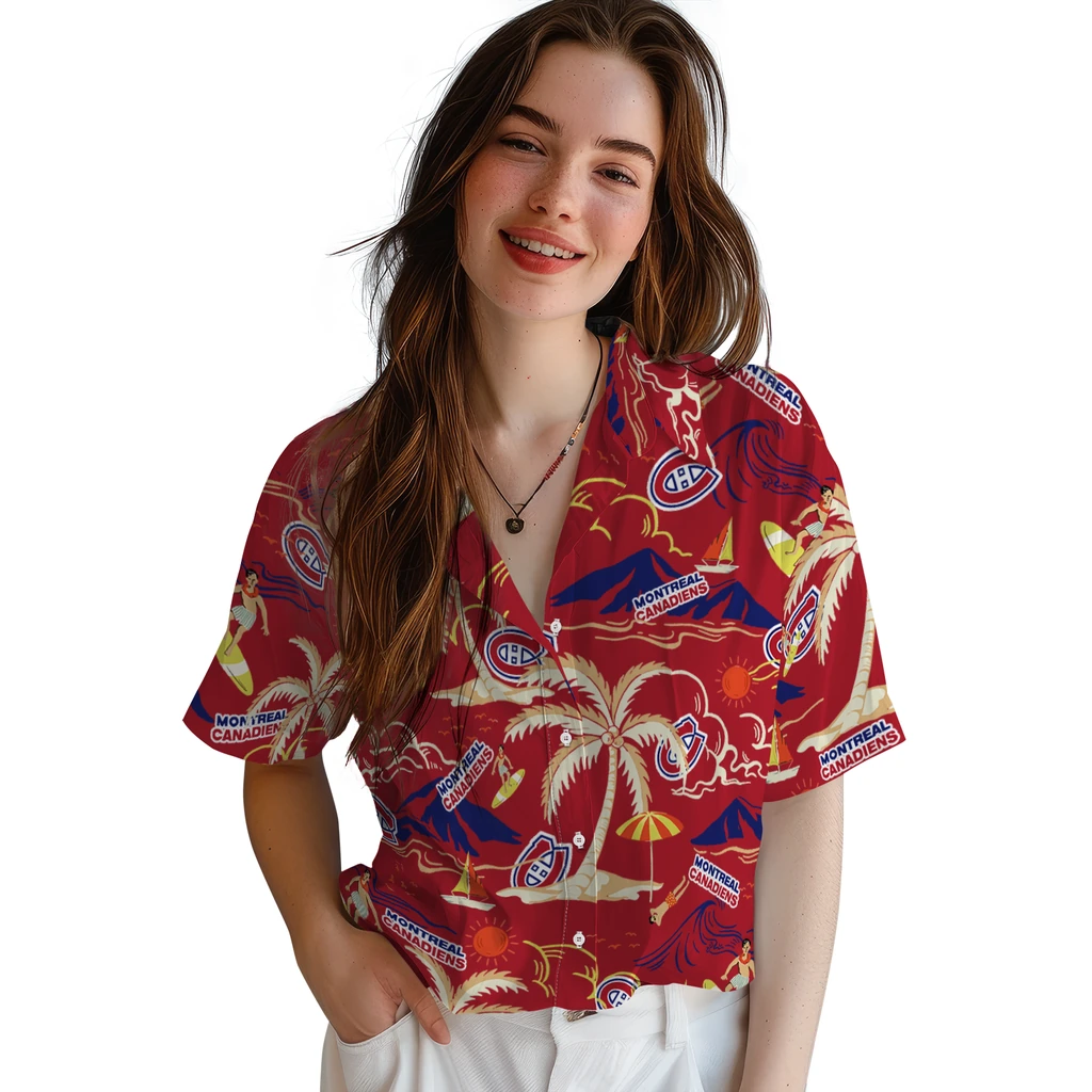 Montreal Canadiens Hawaiian Shirt - Palm Tree Island montreal canadiens palm tree island red hawaiian shirts latest model