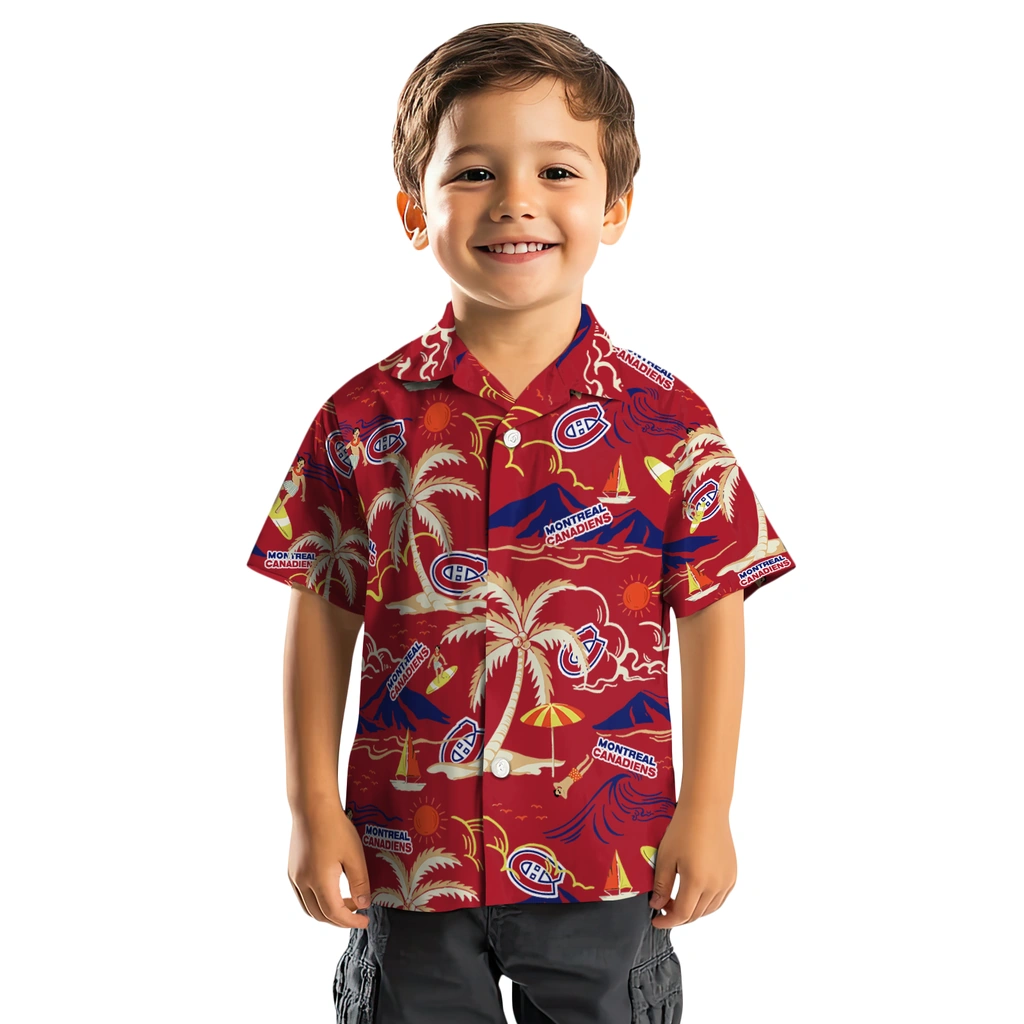 Montreal Canadiens Hawaiian Shirt - Palm Tree Island montreal canadiens palm tree island red hawaiian shirts top rated