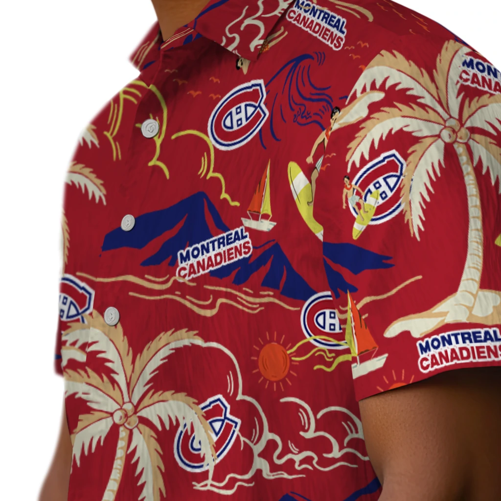 Montreal Canadiens Hawaiian Shirt - Palm Tree Island montreal canadiens palm tree island red hawaiian shirts trendy