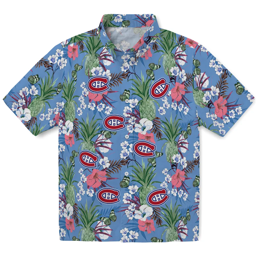 Montreal Canadiens Hawaiian Shirt - Pineapple Bouquet montreal canadiens pineapple bouquet best sky blue hawaiian shirts best selling