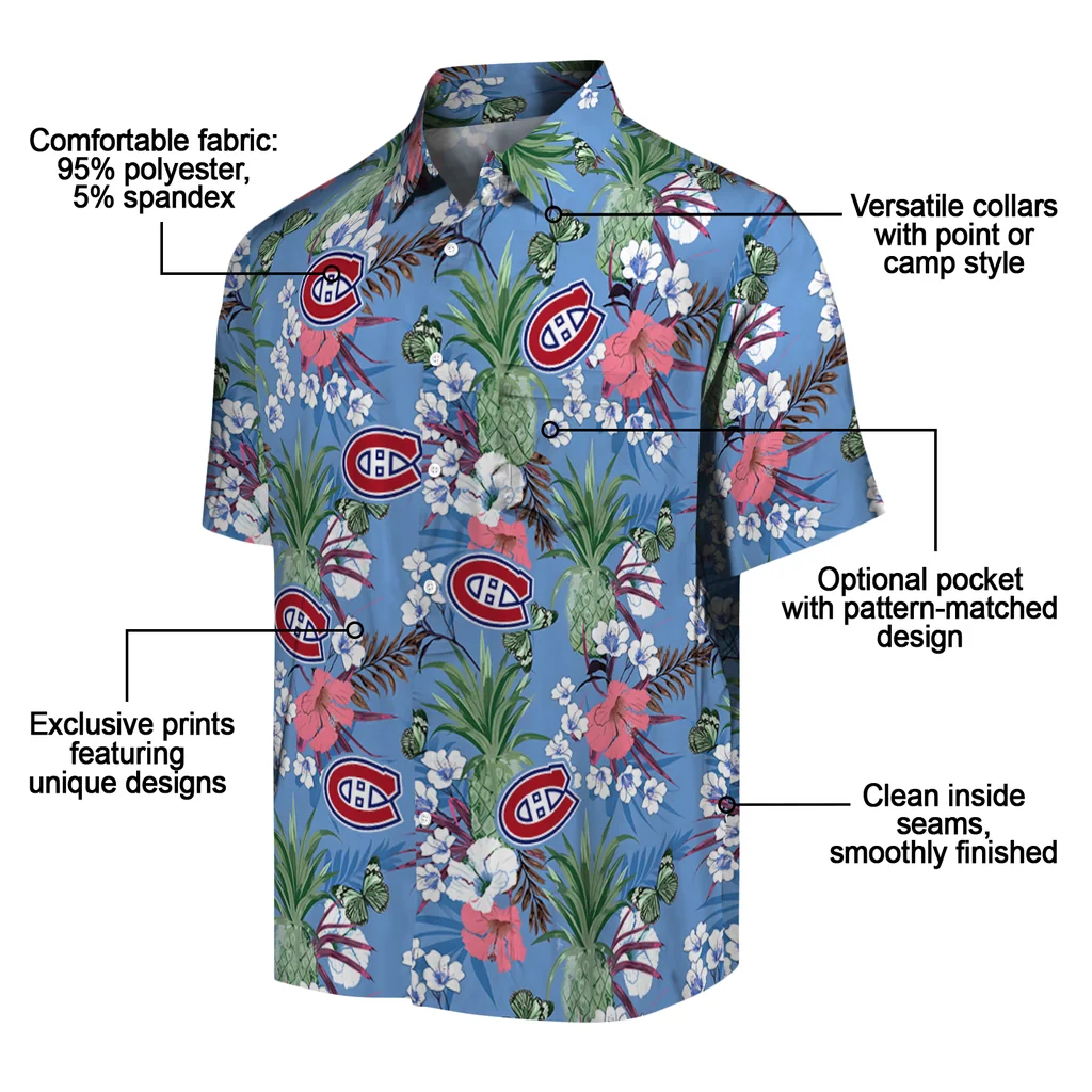 Montreal Canadiens Hawaiian Shirt - Pineapple Bouquet montreal canadiens pineapple bouquet best sky blue hawaiian shirts new arrival