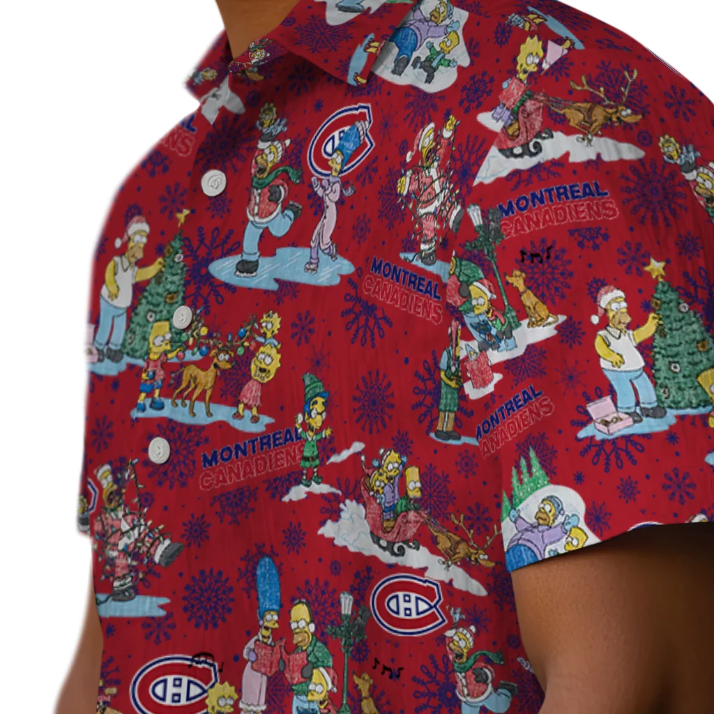 Montreal Canadiens Hawaiian Shirt - Simpsons Christmas montreal canadiens simpsons christmas red hawaiian shirts trendy