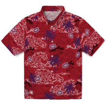 montreal canadiens wave palm red hawaiian shirts best selling