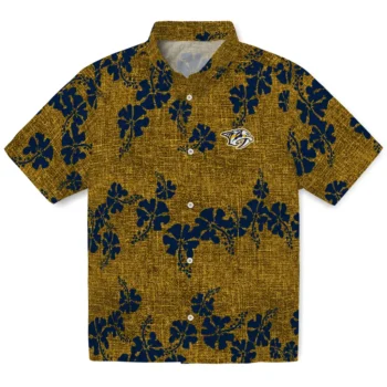 nashville predators hibiscus petals gold hawaiian shirts best selling