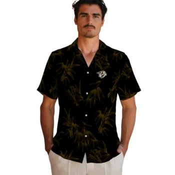 nashville predators bamboo branches gold black hawaiian shirts fashion forward