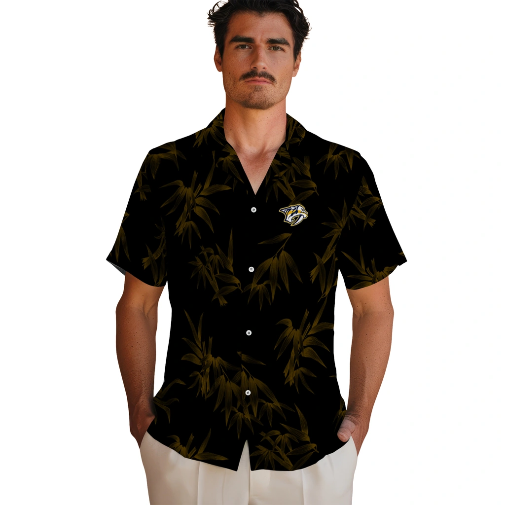 Nashville Predators Hawaiian Shirt - Bamboo Branches nashville predators bamboo branches gold black hawaiian shirts fashion forward