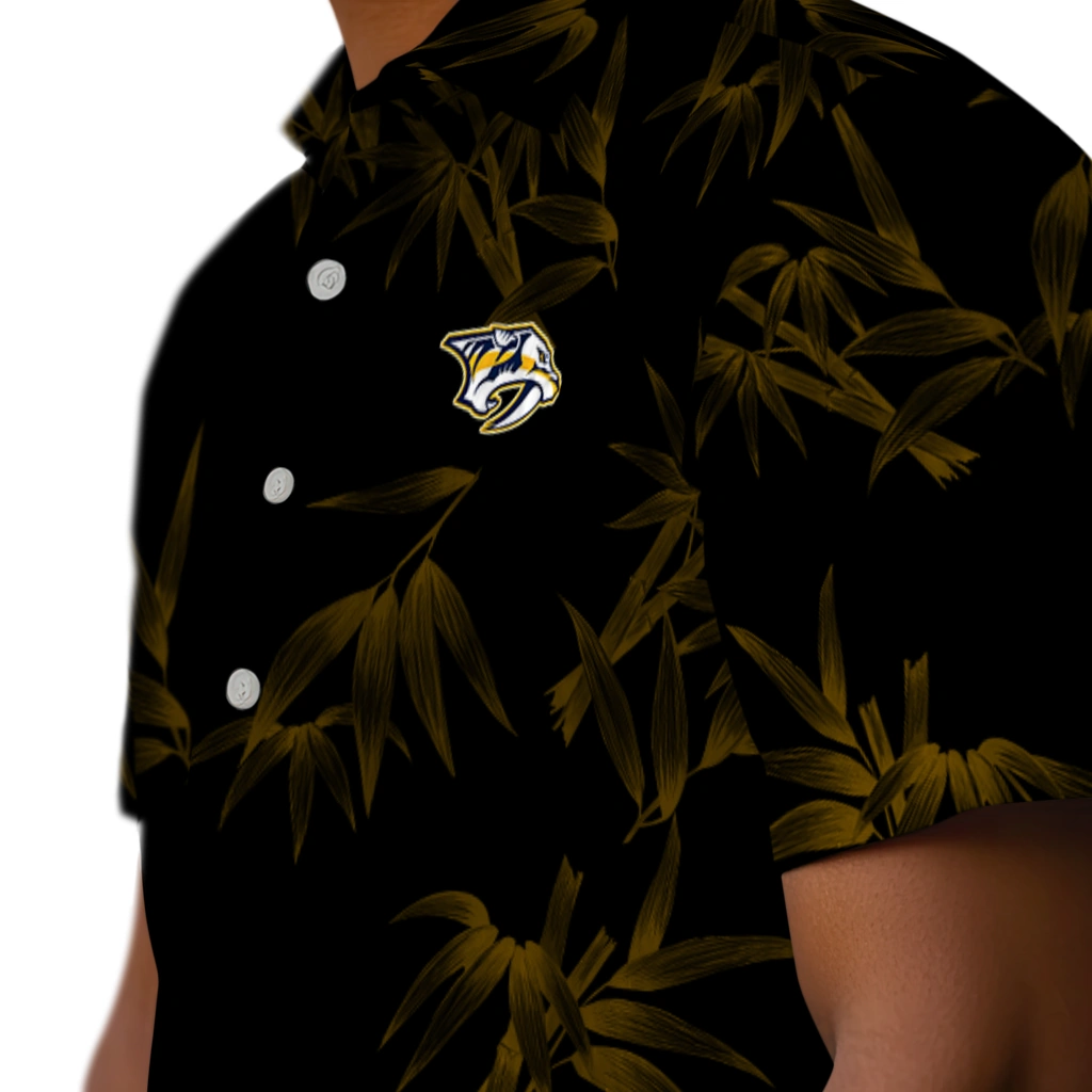 Nashville Predators Hawaiian Shirt - Bamboo Branches nashville predators bamboo branches gold black hawaiian shirts trendy