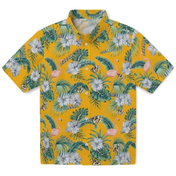 nashville predators flamingo palms gold hawaiian shirts best selling