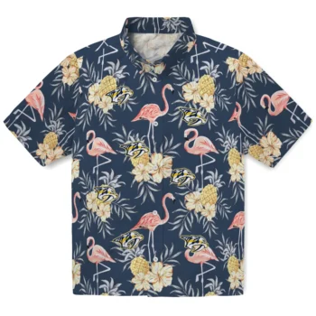 nashville predators flamingo hibiscus navy hawaiian shirts best selling