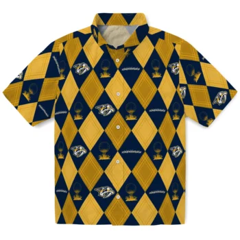 nashville predators balloon plaid gold hawaiian shirts best selling