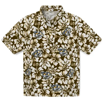 nashville predators hibiscus motif gold white hawaiian shirts best selling