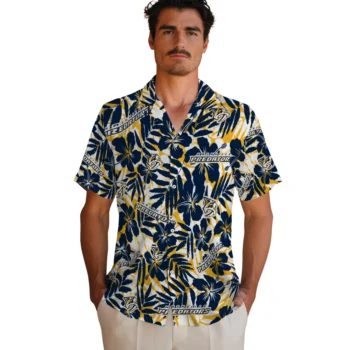 nashville predators hibiscus overlay hawaiian shirts fashion forward
