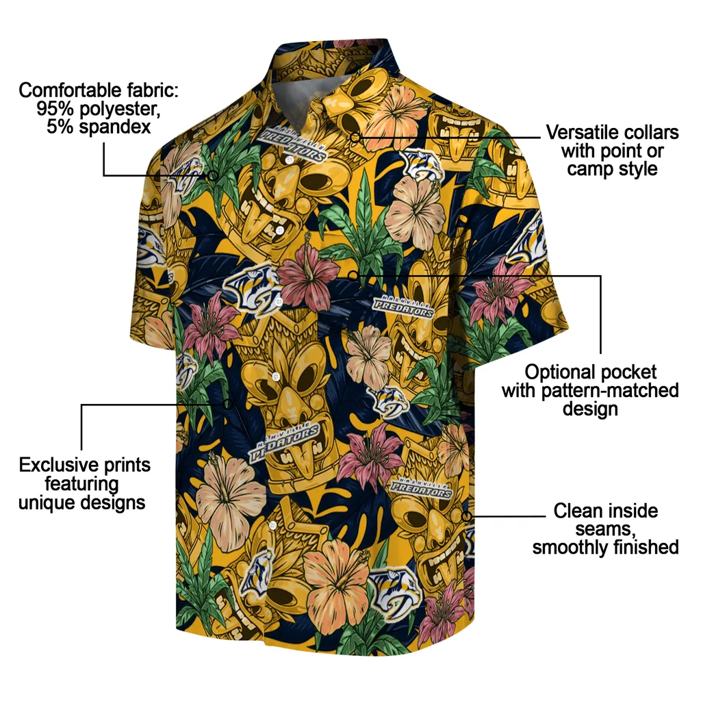 Nashville Predators Hawaiian Shirt - Hibiscus Tiki Jungle nashville predators tiki jungle gold hawaiian shirts new arrival