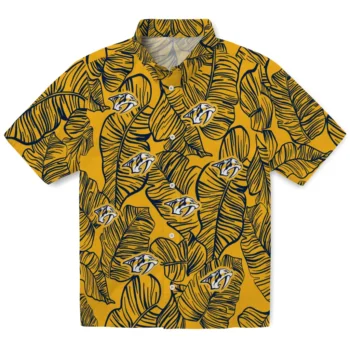 nashville predators leaf outline gold hawaiian shirts best selling