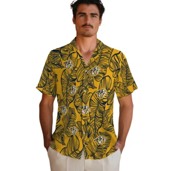 nashville predators leaf outline gold hawaiian shirts fashion forward