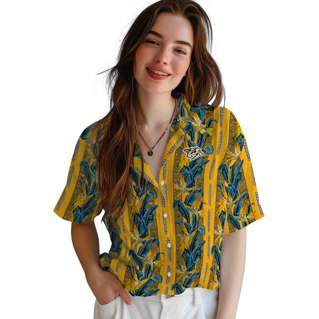 Nashville Predators Hawaiian Shirt - Paradise Vines nashville predators paradise vines gold hawaiian shirts latest model