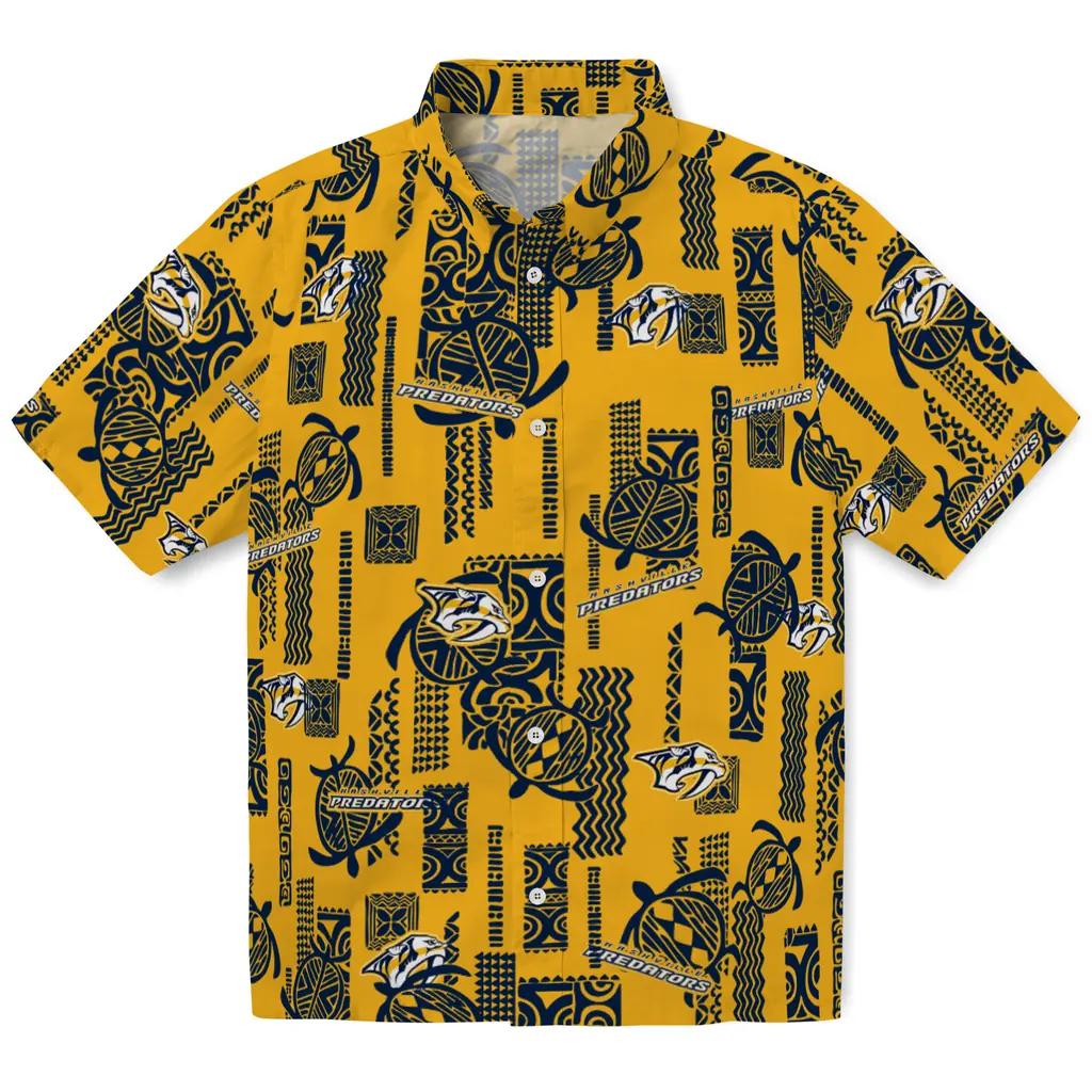 Nashville Predators Hawaiian Shirt - Turtle Lines nashville predators turtle lines gold hawaiian shirts best selling