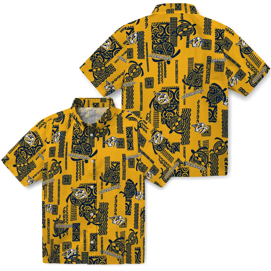 Nashville Predators Hawaiian Shirt - Turtle Lines nashville predators turtle lines gold hawaiian shirts high quality