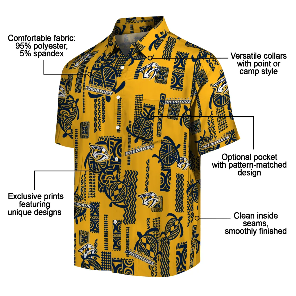 Nashville Predators Hawaiian Shirt - Turtle Lines nashville predators turtle lines gold hawaiian shirts new arrival