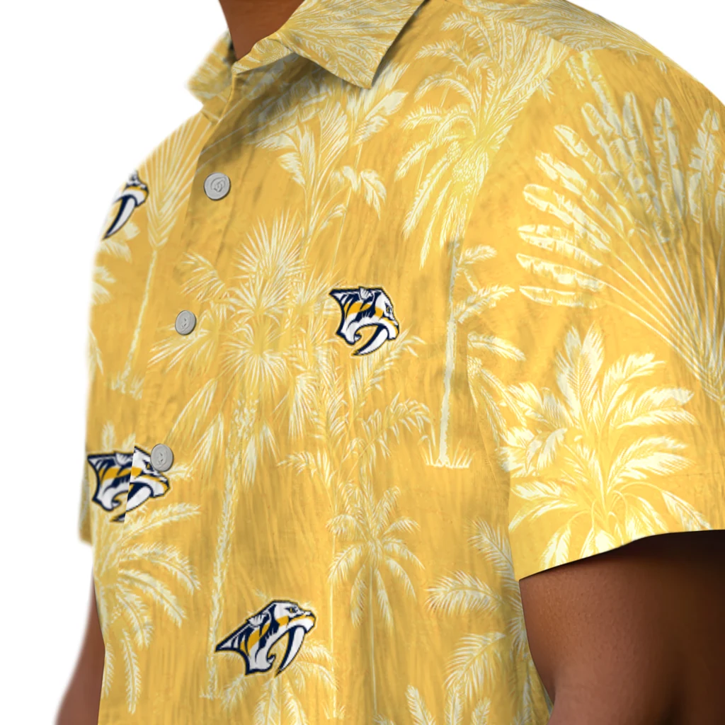 Nashville Predators Hawaiian Shirt - Vintage Palm Tree nashville predators palm shadows gold hawaiian shirts trendy