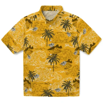 nashville predators wave palm gold hawaiian shirts best selling