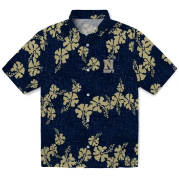 navy midshipmen hibiscus petals blue hawaiian shirts best selling