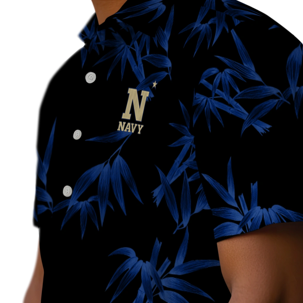 Navy Midshipmen Hawaiian Shirt - Bamboo Branches navy midshipmen bamboo branches blue black hawaiian shirts trendy