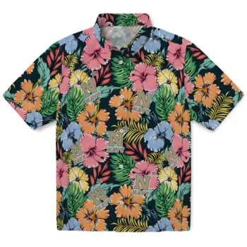 navy midshipmen brilliant hibiscus garden hawaiian shirts best selling