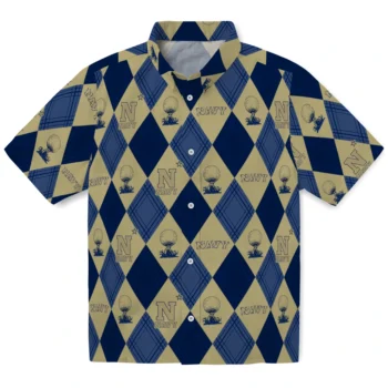 navy midshipmen balloon plaid blue hawaiian shirts best selling