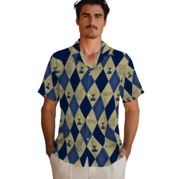 navy midshipmen balloon plaid blue hawaiian shirts fashion forward