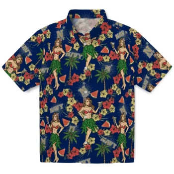 navy midshipmen hawaiian girls design blue hawaiian shirts best selling
