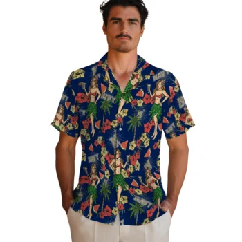 navy midshipmen hawaiian girls design blue hawaiian shirts fashion forward